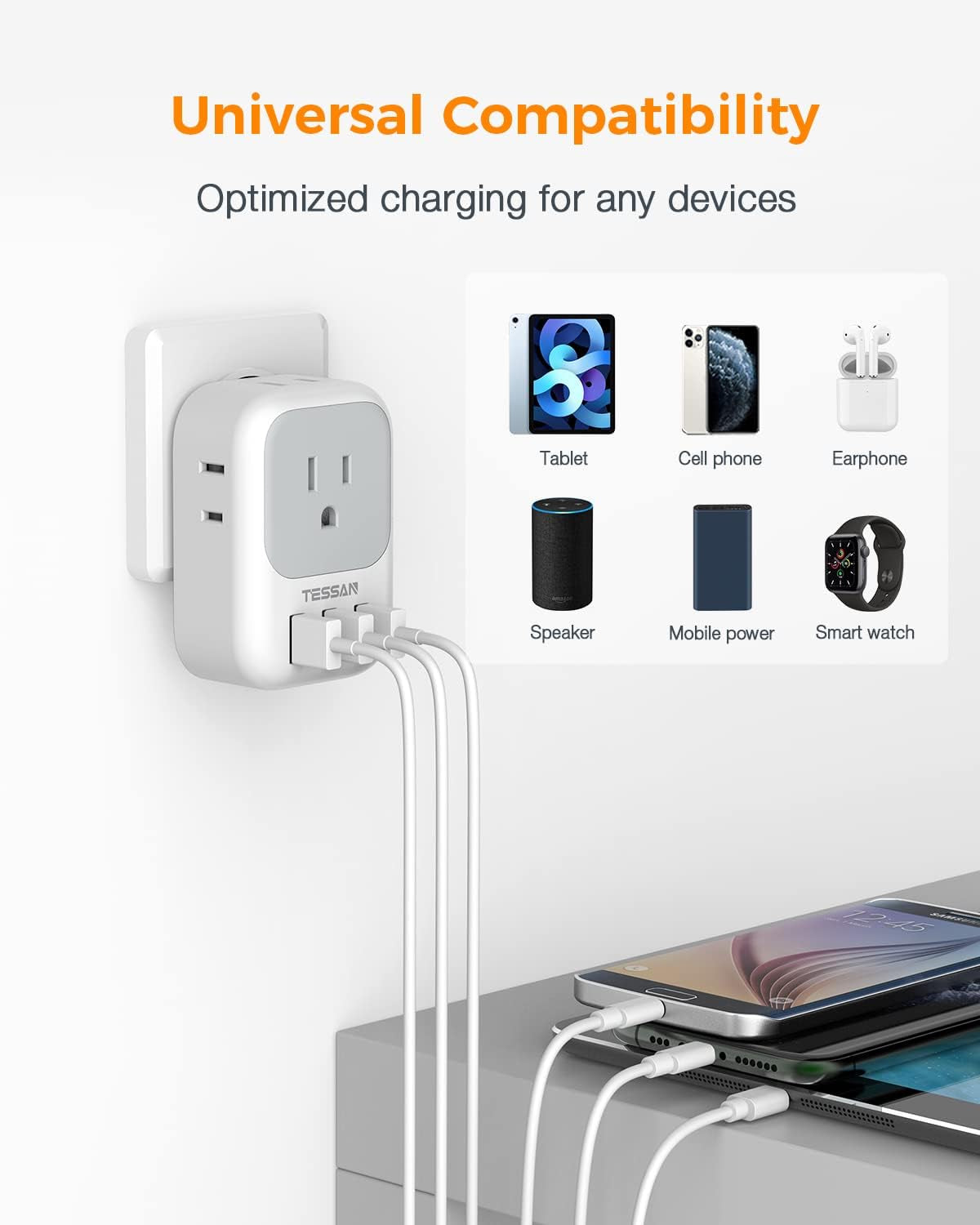 Ultimate 7-in-1 USB Charger Block & Multi-Plug Wall Outlet Extender – Fast Charging for Home, Office, Travel, and Cruise Essentials