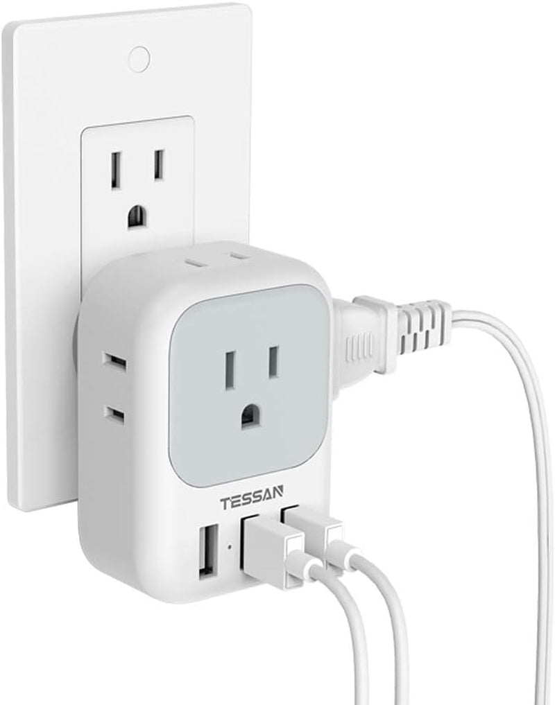 Ultimate 7-in-1 USB Charger Block & Multi-Plug Wall Outlet Extender – Fast Charging for Home, Office, Travel, and Cruise Essentials
